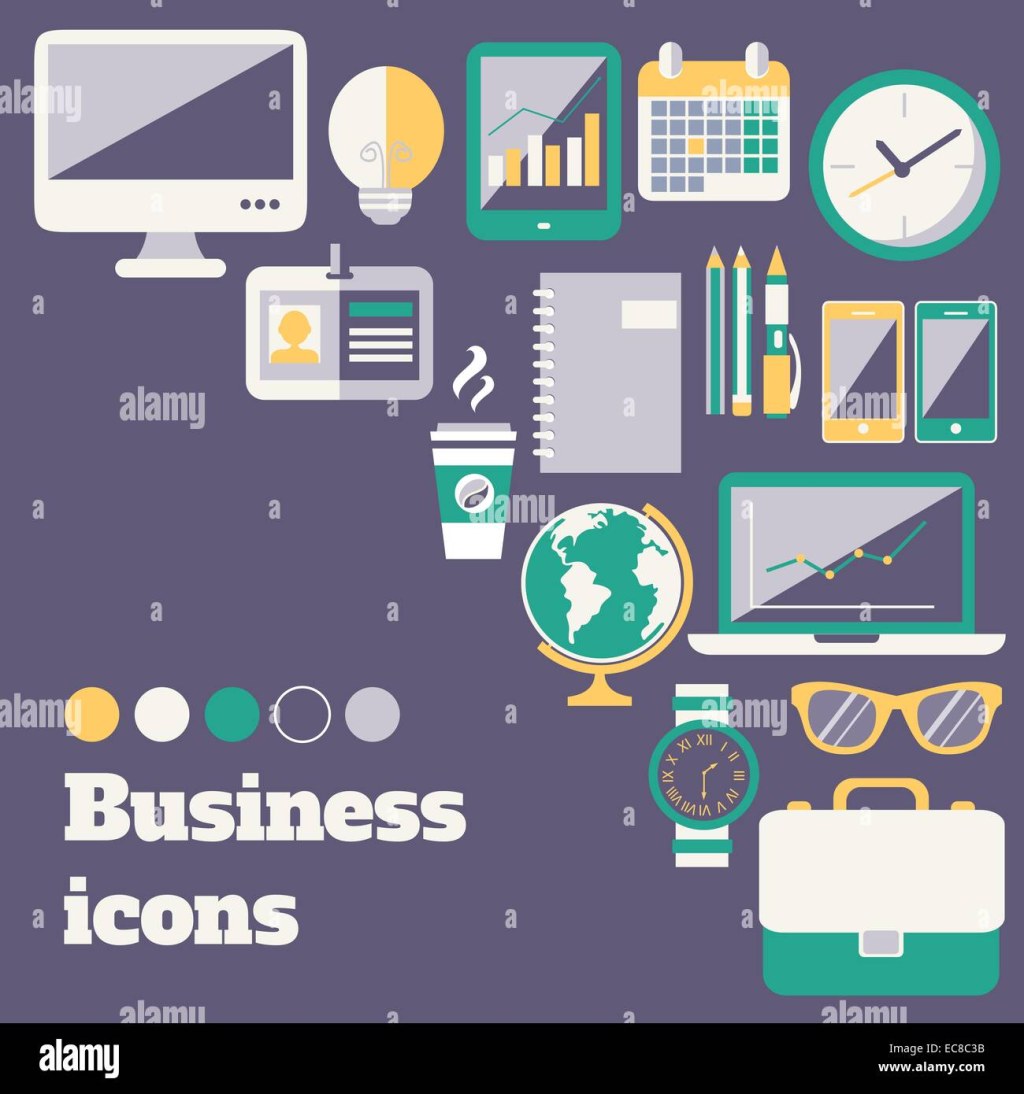 Picture of: Business office accessories supplies and electronic gadgets poster