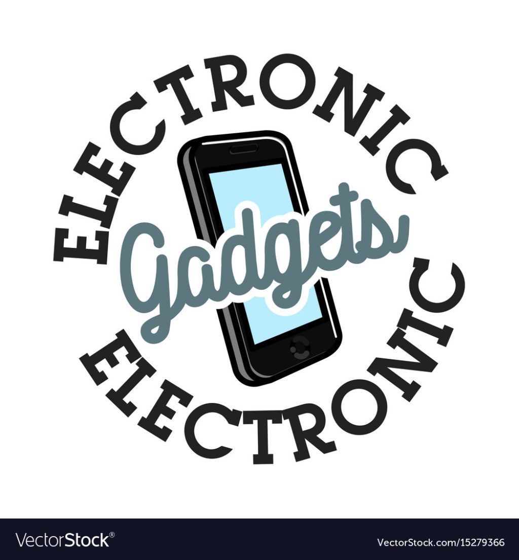 Picture of: Color vintage electronic gadgets emblem Royalty Free Vector