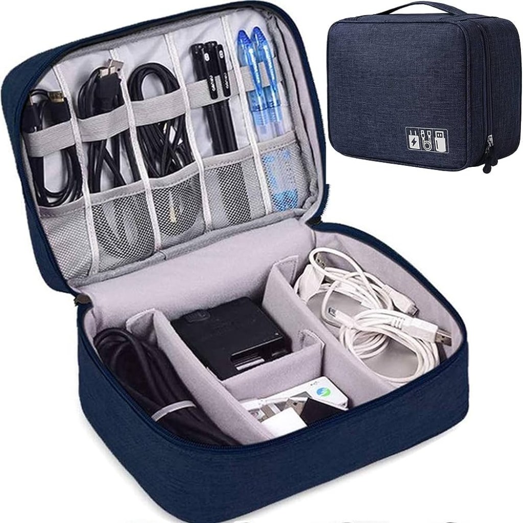 Picture of: Electronic Accessory Organiser Bag Universal Travel Digital Accessories  Storage Bag for Portable Charger, Cable, Earphone, iPad Mini, iPhone,  Cable,