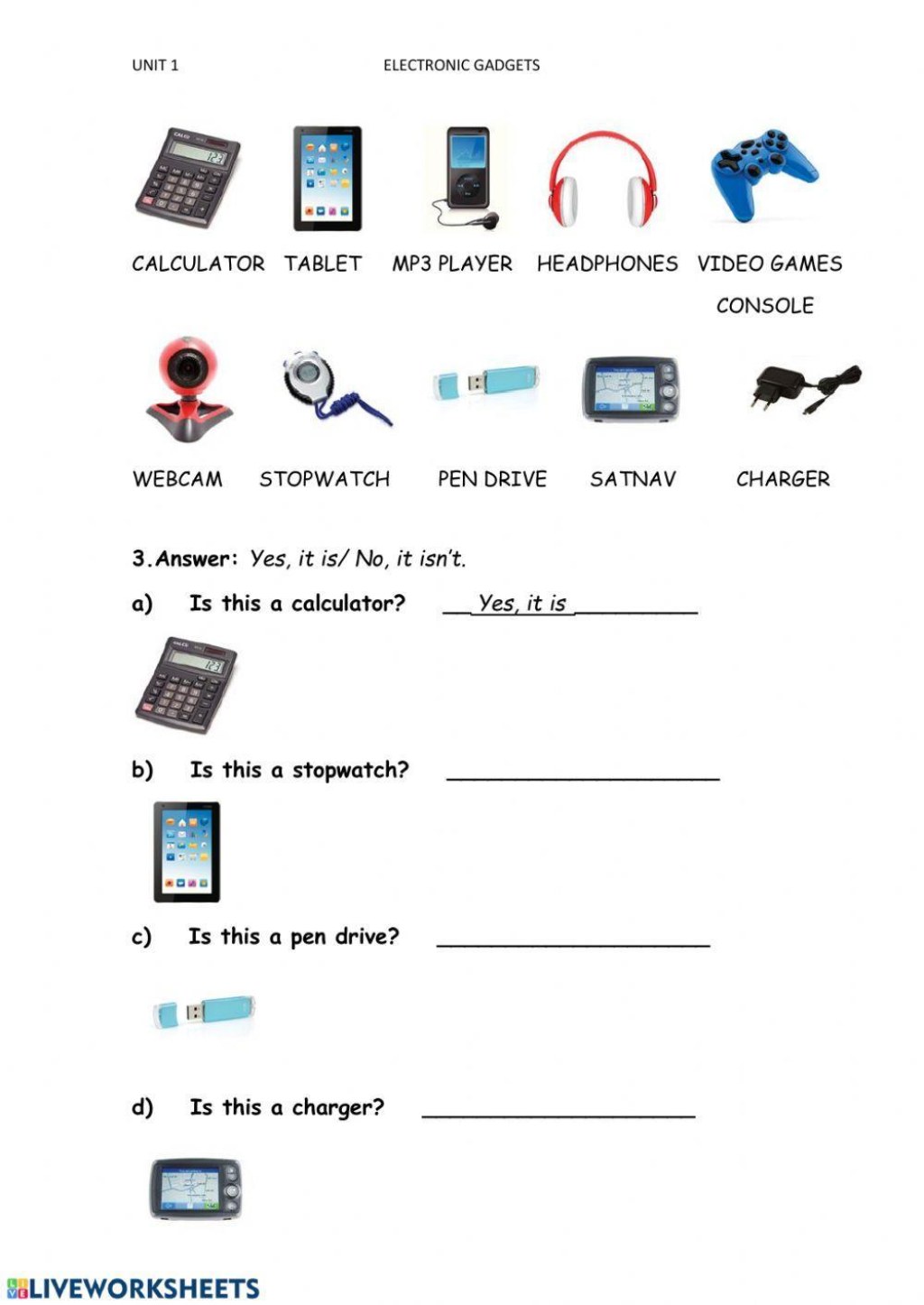 Picture of: Electronic gadgets worksheet  Live Worksheets